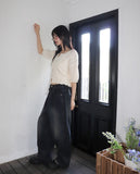 Podot Heart Punching Half-Sleeved Knit Cardigan