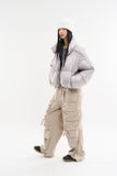 Piping shirring high-neck short padded jumper