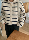 Melven stripe hachi collar cardigan