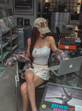 Fake button ribbed cap sleeveless (with cup)