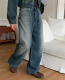 Sonk washed wide denim pants