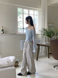 Deepu linen two-way V-neck cropped long sleeve cardigan