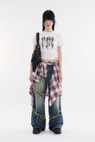 Fade shadow print crop T-shirt