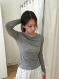 Nohidi Tencel Layered Loose Fit Long Sleeve Tee