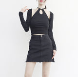 Lanxi Slit Halterneck T-Shirt