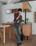 Undersnap wide denim pants
