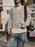 Lenny Cable Crop V-Neck Knit