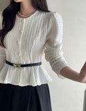 Brett Wrinkle Puff Peplum Jacket Blouse