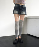 [1+1] Pube Punching Color Matching Ribbed Knee Socks Warmer
