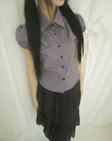 Coated Check Short Sleeve Blouse