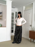 Fillet Glossy Parachute Two Way Nylon Long Wide Pants
