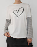(Brushed) HEART LAYERED LONG-SLEEVE