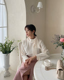 Rain Shirring Tie Blouse