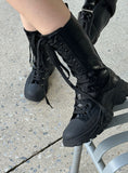 Leather lace-up walker