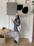 [unisex] Necket linen stripe banding pants