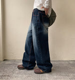 Senreto washed stitch denim pants