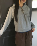 Peo Dot Color Matching Shirring Hood T-Shirt