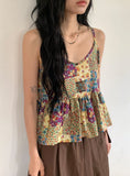Mio Vintage Patchwork Bustier Sleeveless Blouse