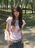 [MADE/more BASIC/Tumble Washing] Robe Semi-Crop Round Plain Short Sleeve T-shirt