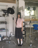 Riffen Pintuck Frill Short Sleeve Shirt