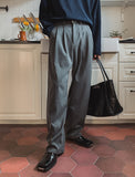 Izu brushed two-tuck slacks
