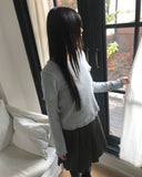 Depin layered two-way angora short-sleeve long-sleeve frilled t-shirt
