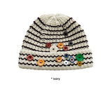 BUTTON STRIPE BEANIE