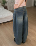 Kaol Washing Wide Balloon Denim Pants