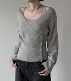Colin V-neck Wrap Button Wool Knit