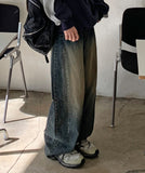 Rukin cut washed balloon denim pants