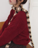 Oleun Stripe Color Matching Knit Muffler