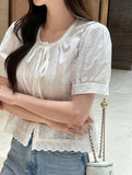 Sedel Lace Flower Embroidery Blouse