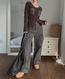 Torti cut stitch denim cargo pants