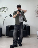 Carton linen-like washed denim pants