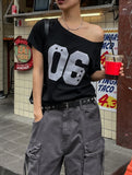 Number 6 Off Shoulder Raglan Short Sleeve
