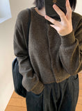Linen round knit cardigan