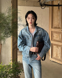 Lavender crop denim jacket