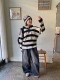 Corelli Button Stripe Hood Knit