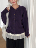 Feature Button Round Wool Knit Cardigan