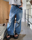 Portina Damage Wide Denim Pants
