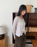 Gyuri Frill Bean Button Long Sleeve Cardigan