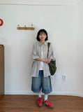 [unisex] Purfuri Washing Denim Bermuda Pants