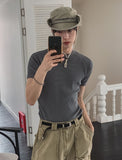 Snug slim ribbed short sleeves