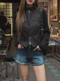 Liberal Crop Two-Way Biker Jacket