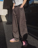 Flame embroidery carpenter pants