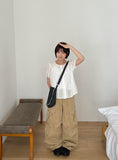 Salid Punching Round Short Sleeve Blouse