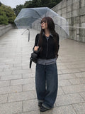 Andy Roll-Up Wide Washing Denim Pants