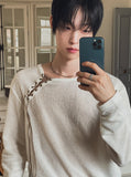 [PLAN MADE] Loop Lace-up Boat Neck Knit
