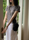 Picto Layered Shoulder Slit Short Sleeve T-Shirt