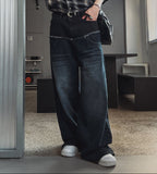 Kio two-tone layered denim pants